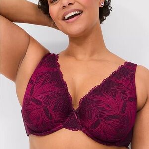 Cacique Unlined Lace Full Coverage Bra in Purple